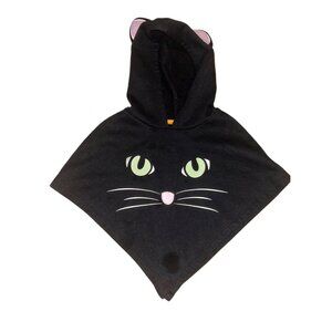 2T Girls Forever and Ever Black Halloween Kitty Cat Poncho